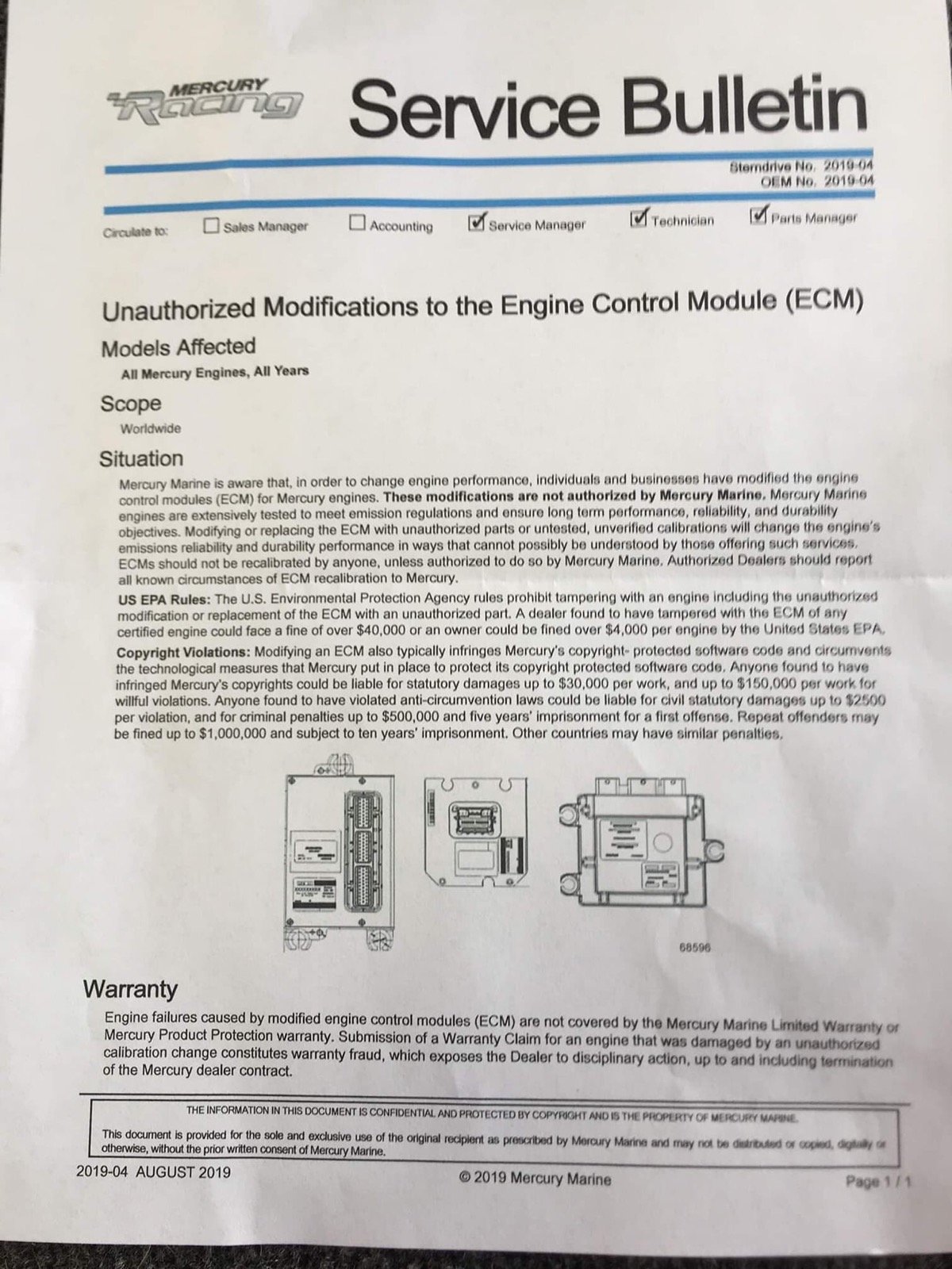 Mercuey Racing ECM Modification Service Bulletin